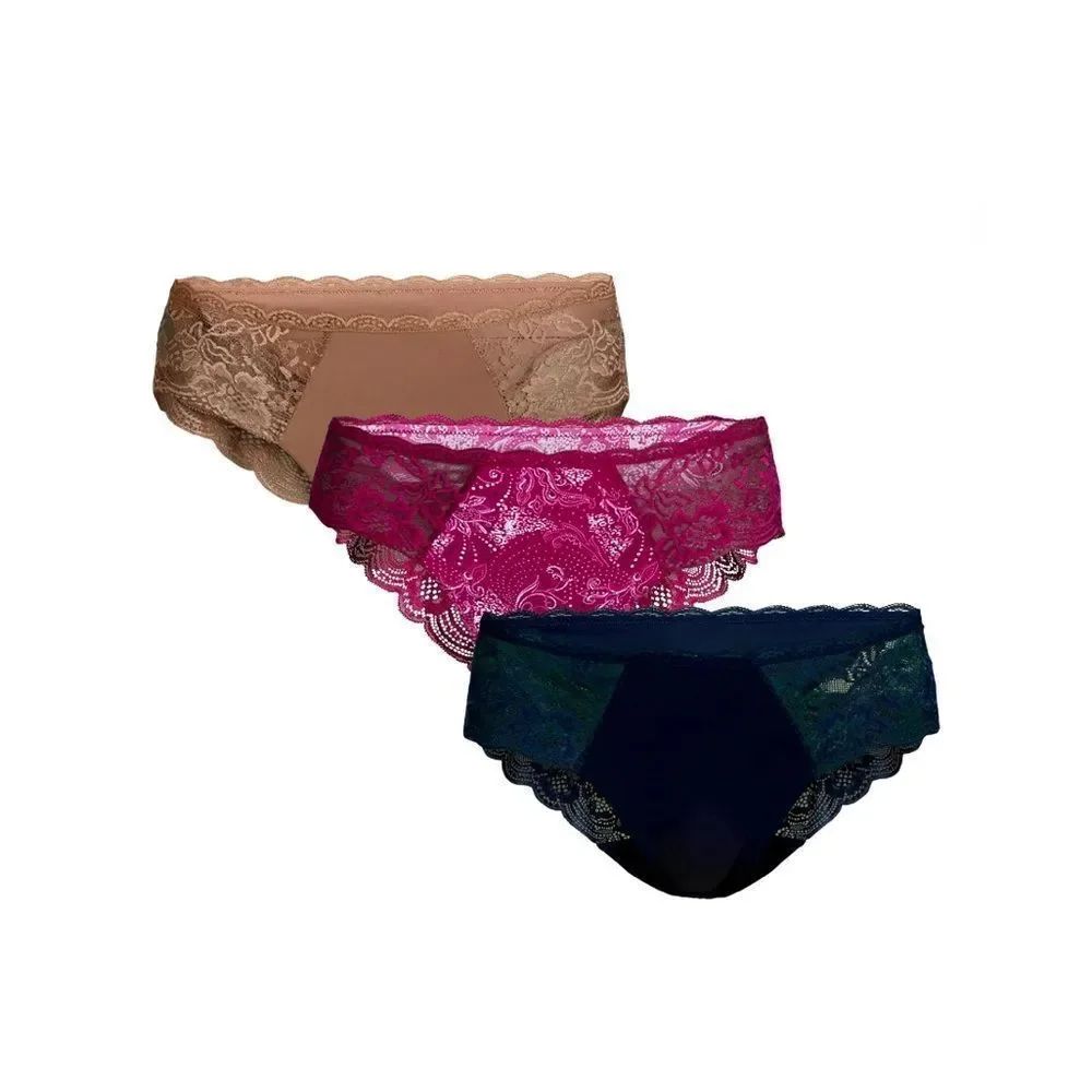 Women's Microfiber & Lace Hipster Panties, 3-Pack, Size S